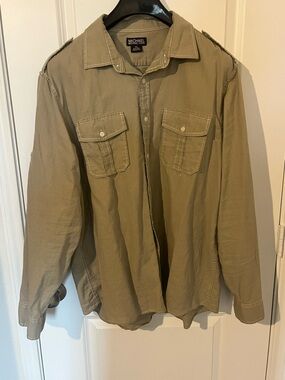 Michael Kors Men's Olive Green Military Field Shirt Jacket